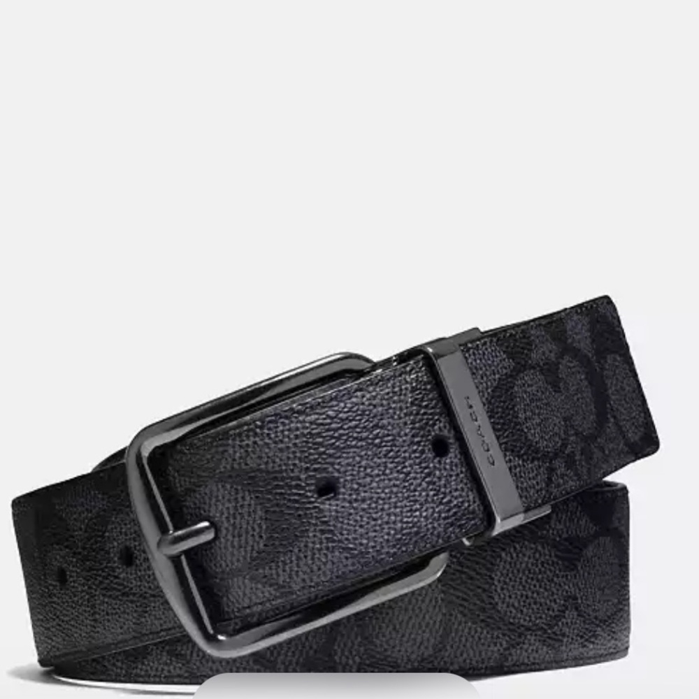 Coach Harness Buckle Cut To Size Reversible Belt Black 50" New With‎ Tags